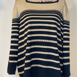 Alfred Dunner Woman Sweater. Size 2X. Gold & Black Sparkle. Holiday Ready!